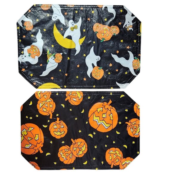 Halloween Placemats Set of 10 Vinyl 5 Each Pumpkins and Jack-O-Lanterns Pumpkins - Picture 1 of 2